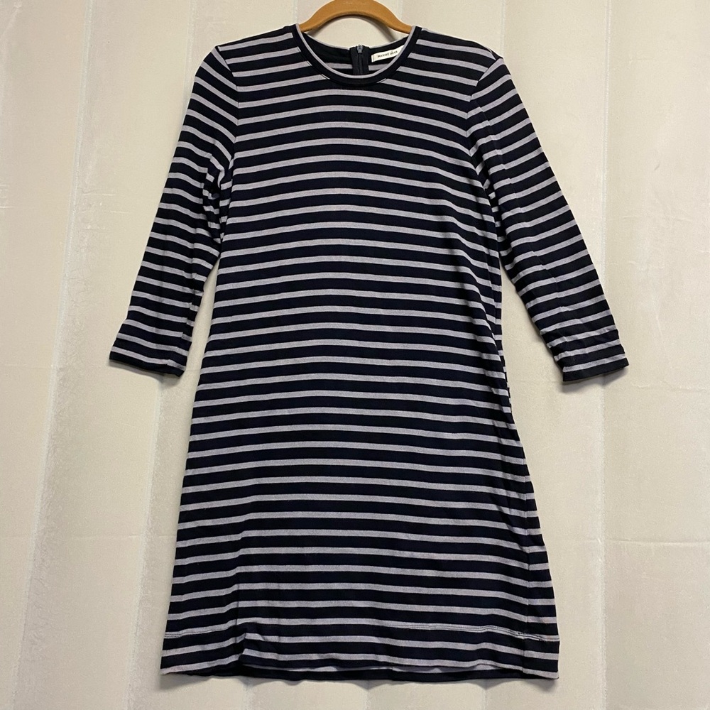 Marine Layer Women’s Dress Medium Graphic Stripes Zip Back Nautical Minimalist